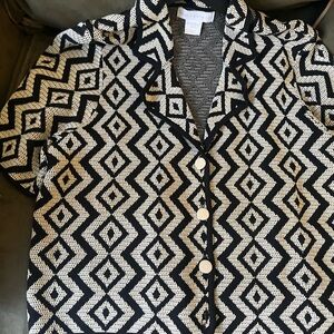 House of Harlow 1960 Black and White Geometric Blouse